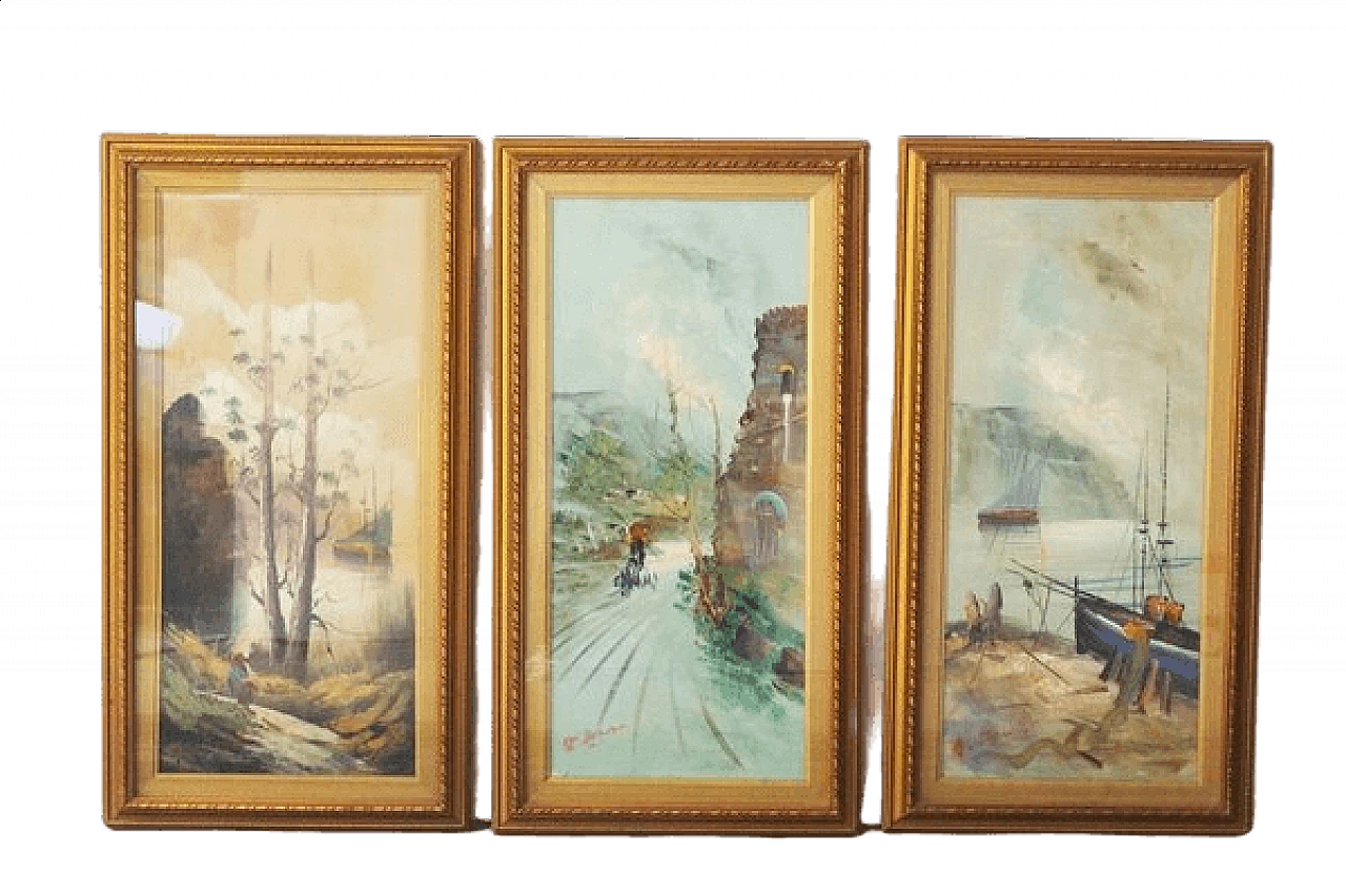 Moretti, 3 dipinti olio su tela, anni '70 1472269