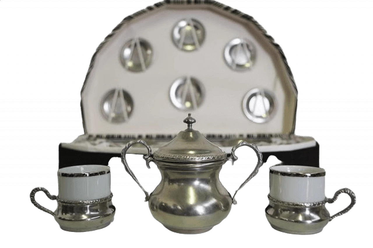 Coffee service of 25 pieces in silver and pewter, 1970s 1472270