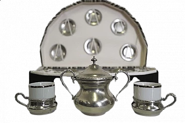 Coffee service of 25 pieces in silver and pewter, 1970s