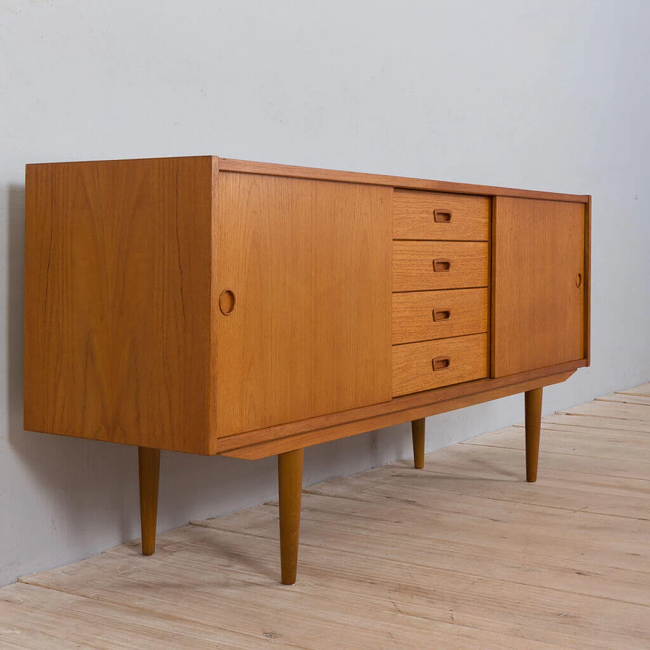 Sideboard with 4 drawers in teak, 1960s 1472350
