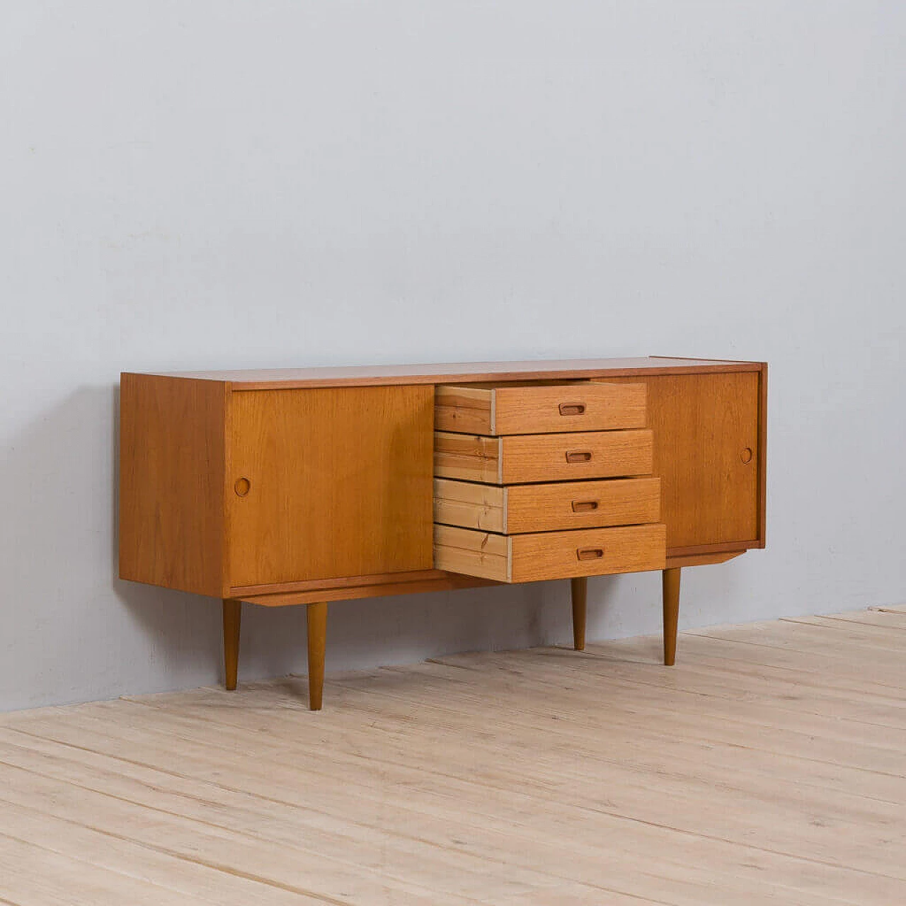Sideboard with 4 drawers in teak, 1960s 1472355