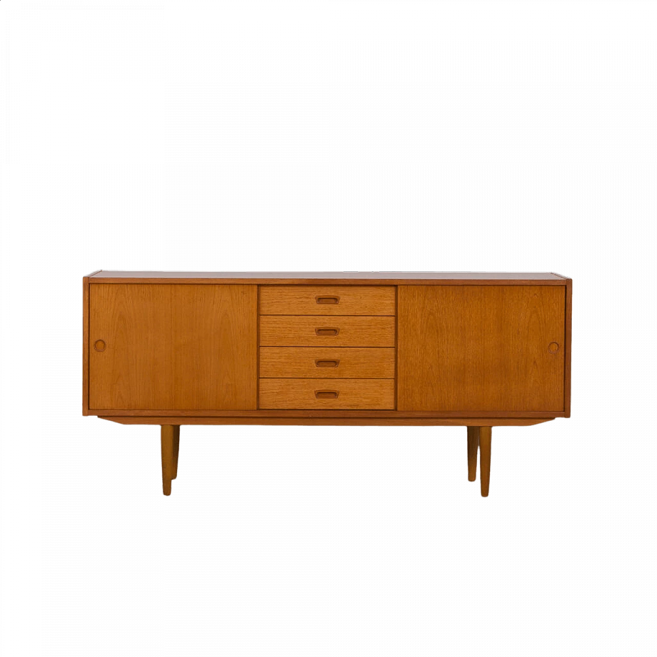 Sideboard with 4 drawers in teak, 1960s 1472357