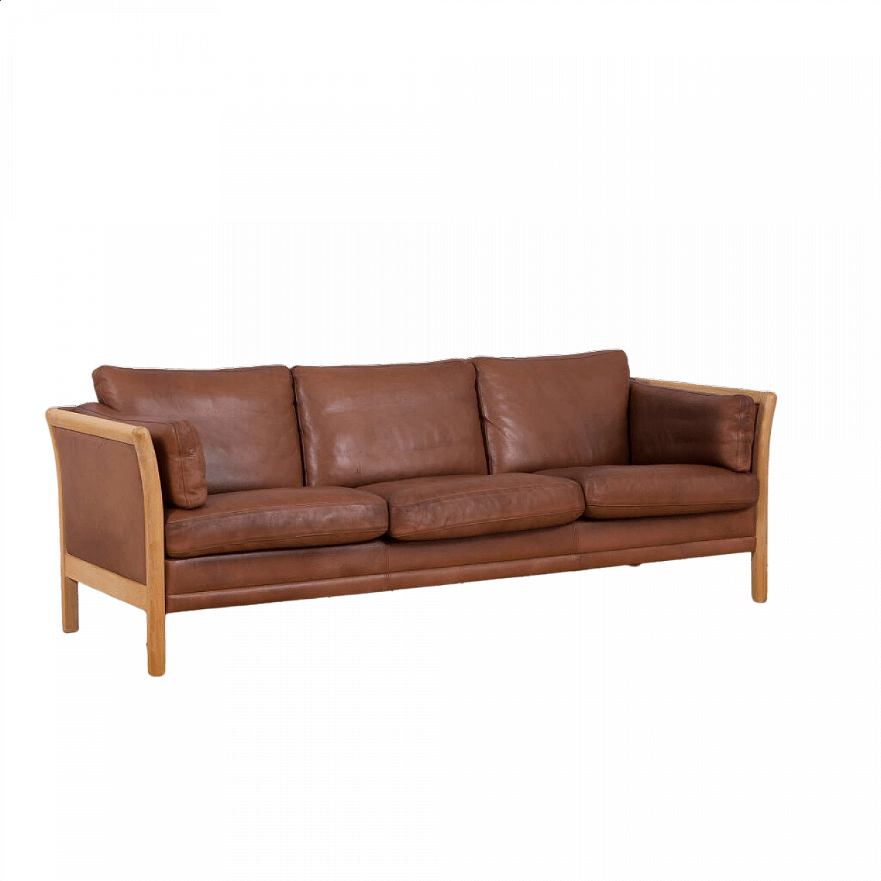 Brown leather 3-seater sofa by Mogens Hansen, 1970s 1472394