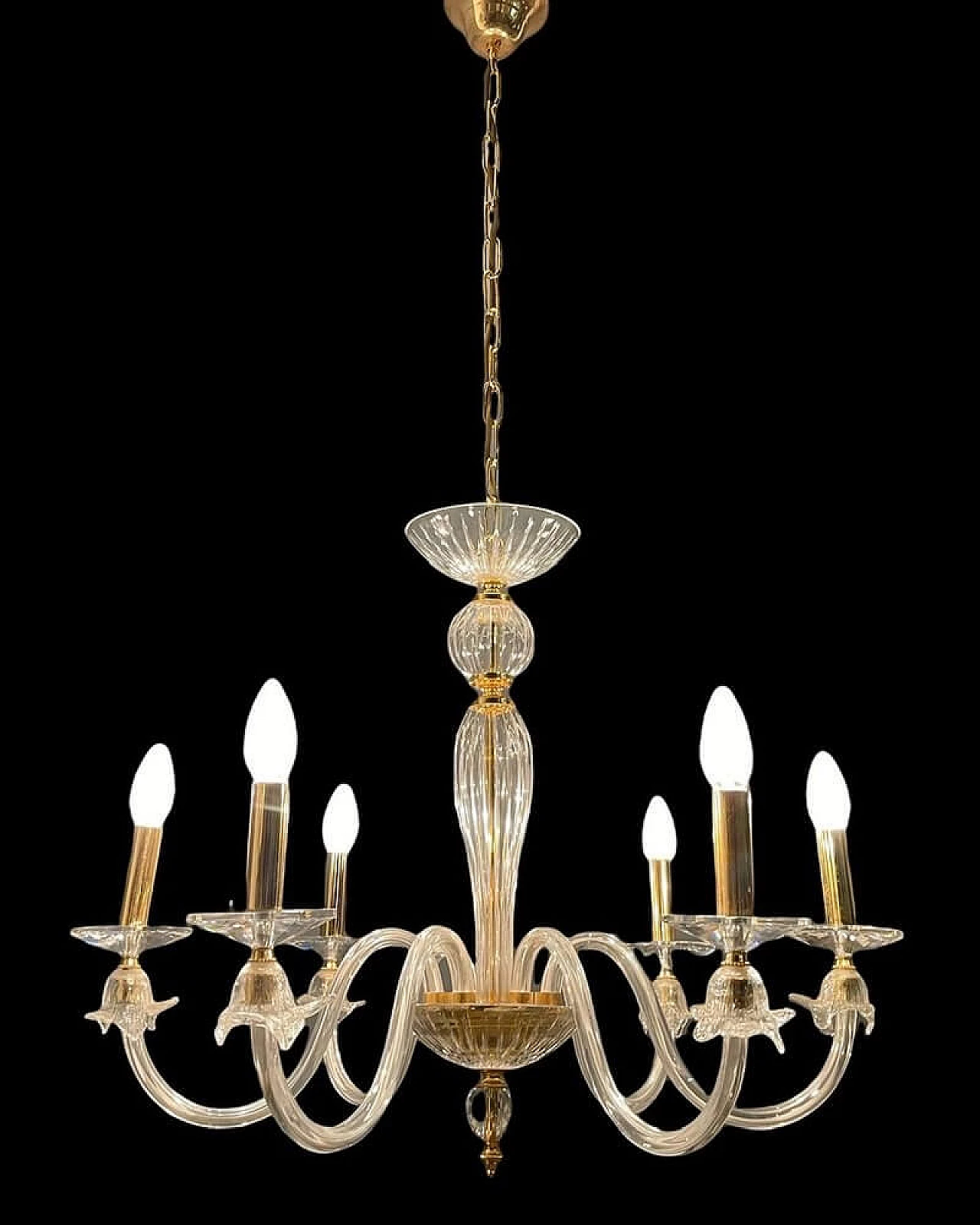 Murano glass bobeches chandelier, 1980s 1472400