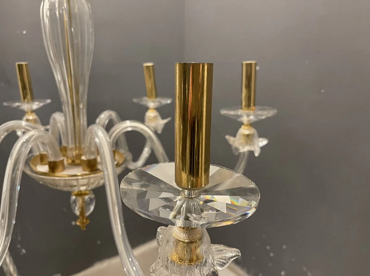 Murano glass bobeches chandelier, 1980s 1472406