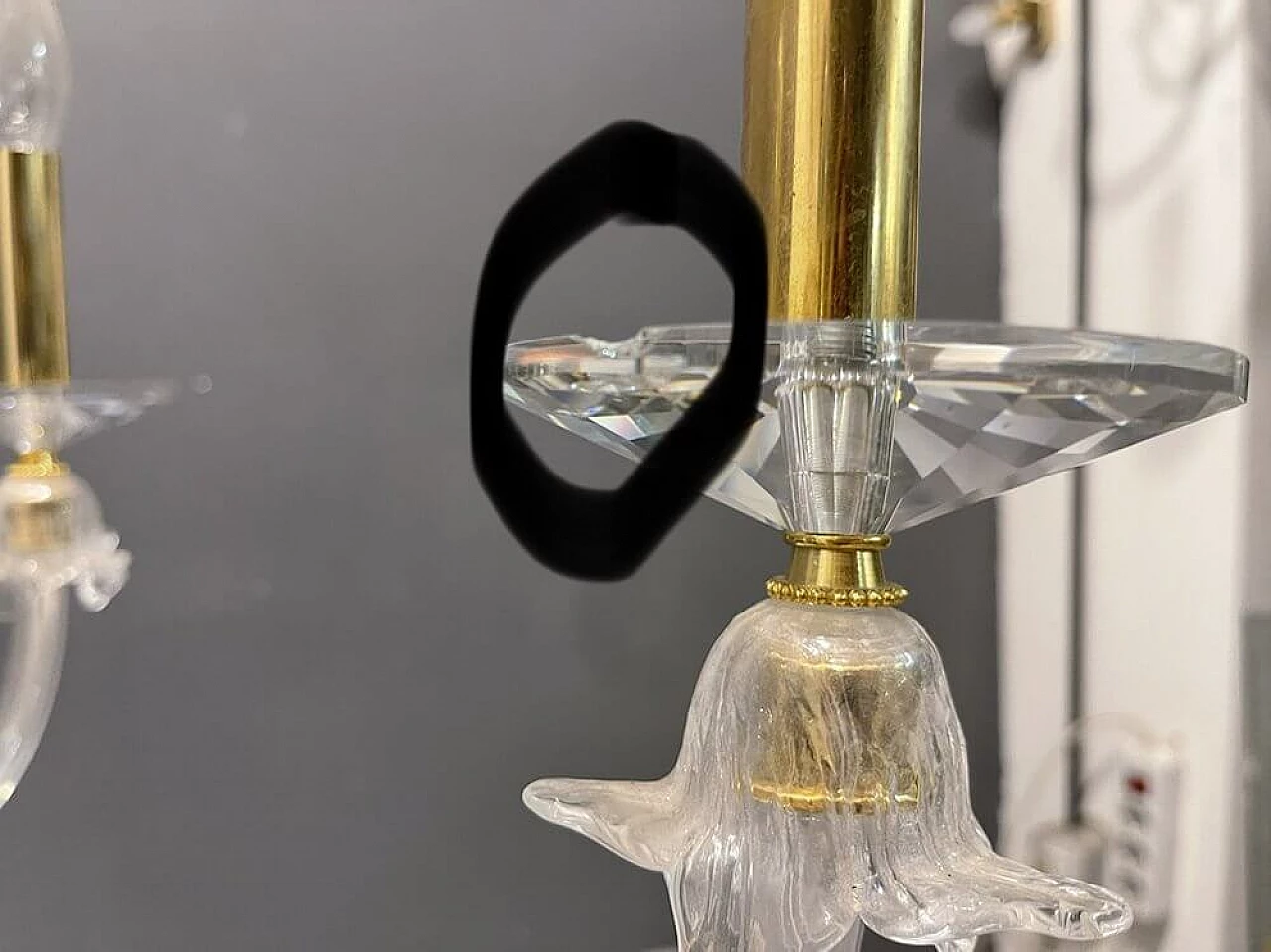 Murano glass bobeches chandelier, 1980s 1472407