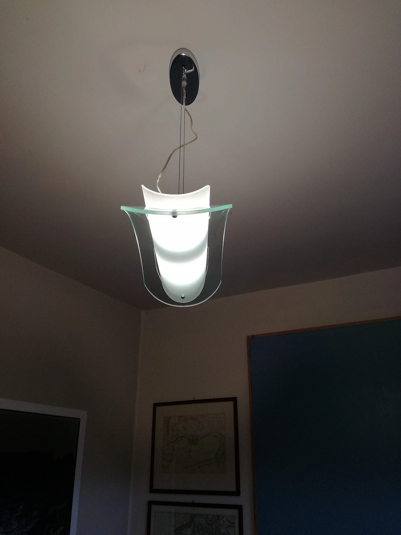 Lampadario con doppio vetro di Doge Luce, anni '90 1472471