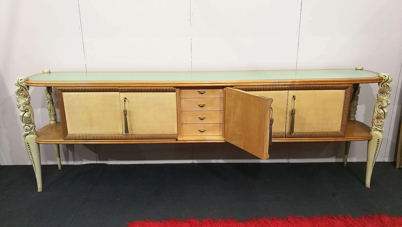 Credenza in legno e pergamena di La Permanente Mobili Cantù, anni '50 1472502
