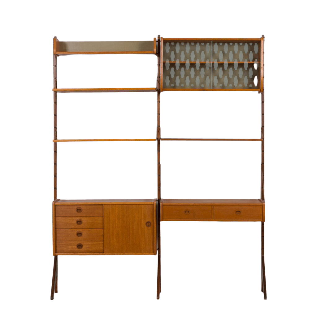 Ergo teak modular shelving unit with desk, 1960s intOndo