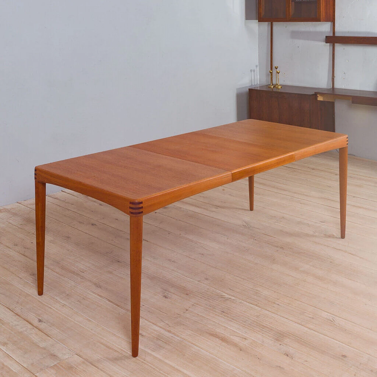 Extendable rectangular teak table by H.W. Klein for Bramin Møbler, 1960s 1472562