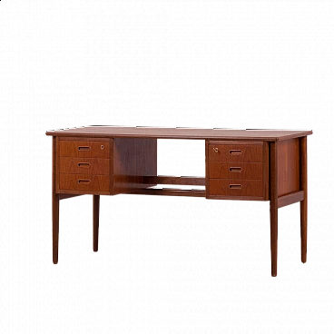 Teak desk with 6 drawers, 1960s