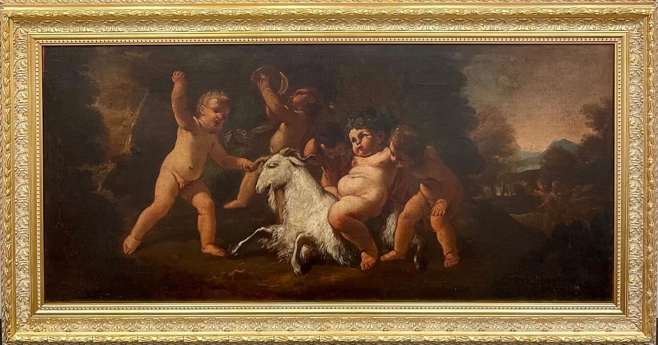 Dipinto Trionfo di bacco con putti, Scuola di Cignani, '600 1473237