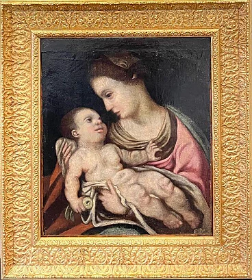 Dipinto Madonna con bambino di maestro lombardo, '500