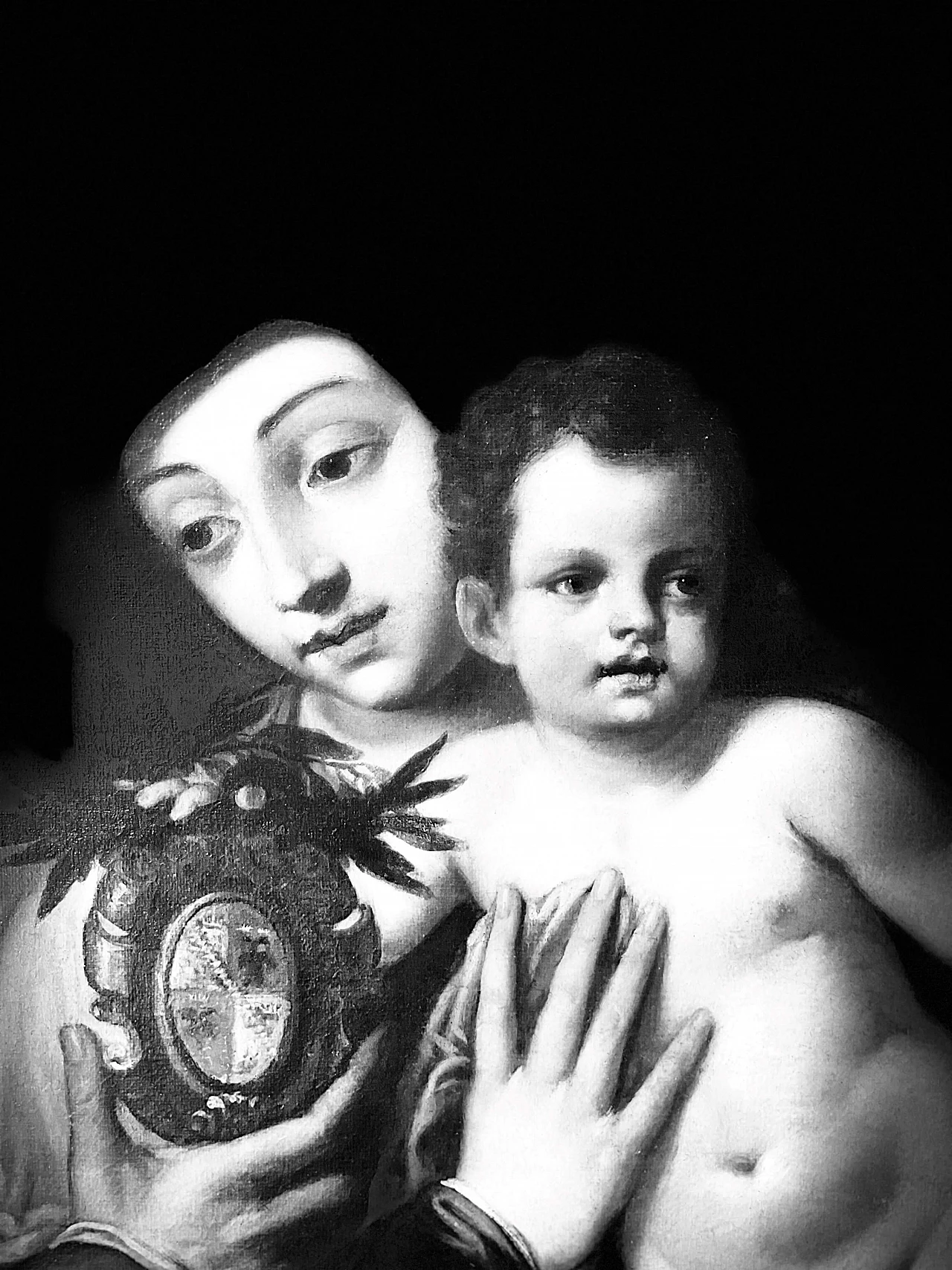 Dipinto Sacra Famiglia con stemma nobiliare alla maniera di Tiziano Vecellio, '500 1473302