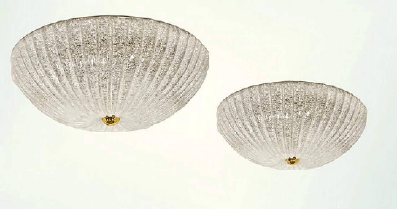 Coppia di lampade da soffitto in vetro di Murano di Vistosi, anni '70 1473494