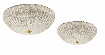 Coppia di lampade da soffitto in vetro di Murano di Vistosi, anni '70