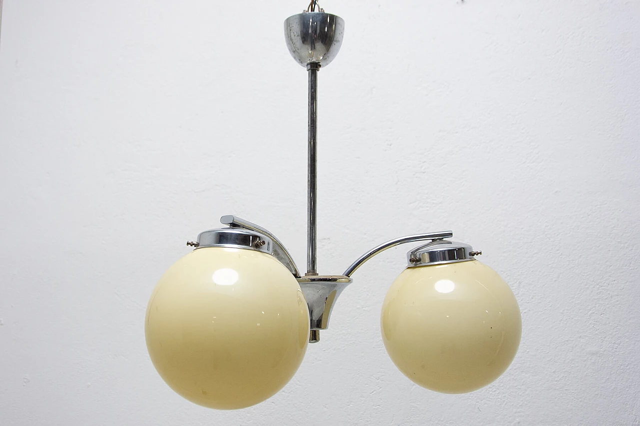 Art Deco style 3-armed metal chandelier, 1930s 1473544