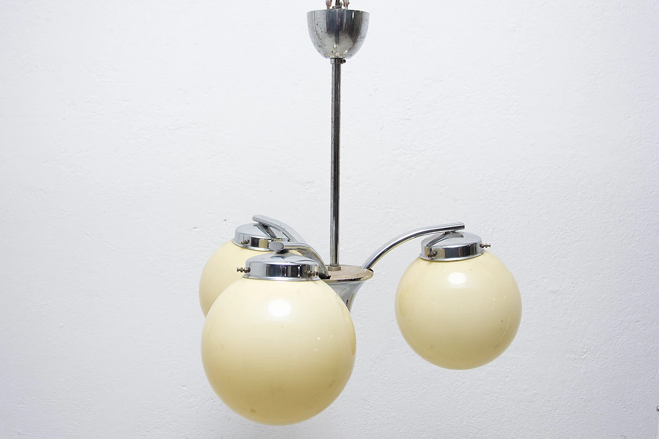 Art Deco style 3-armed metal chandelier, 1930s 1473545