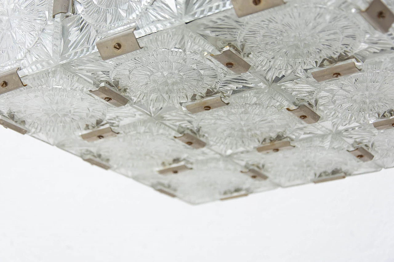 Lampadario in vetro e acciaio cromato di Kamenický Šenov, anni '70 1473632