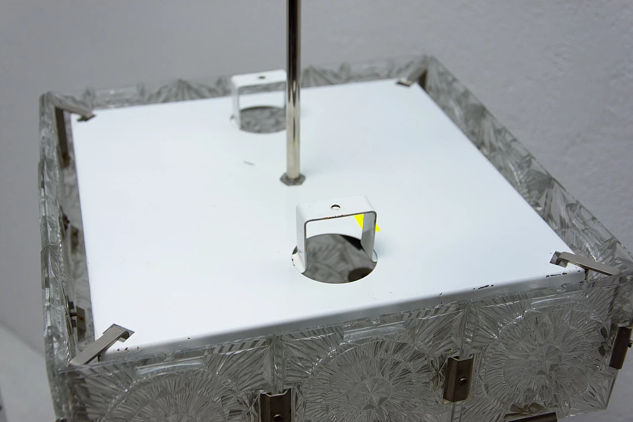 Lampadario in vetro e acciaio cromato di Kamenický Šenov, anni '70 1473636