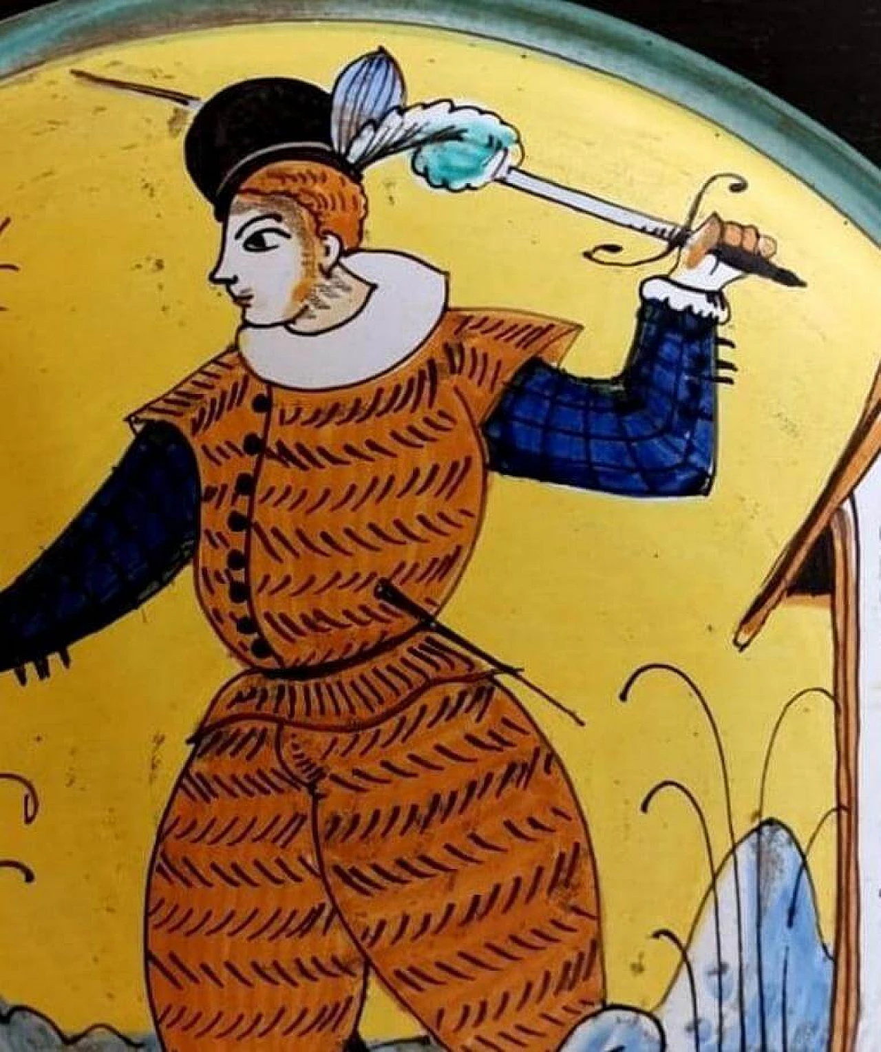 3 Piatti da parete dipinti a mano in ceramica Deruta, anni '60 1473856