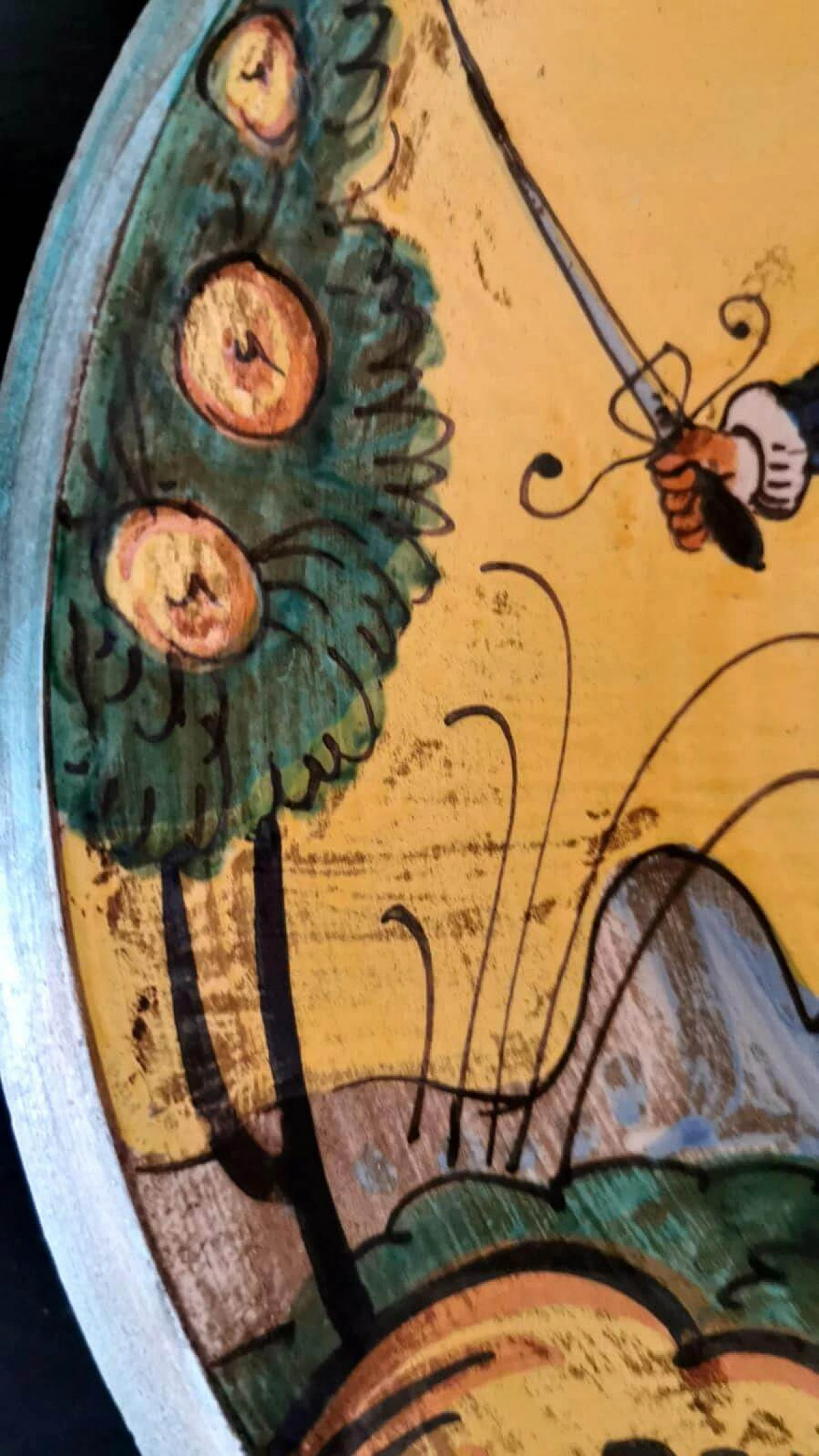 3 Piatti da parete dipinti a mano in ceramica Deruta, anni '60 1473857