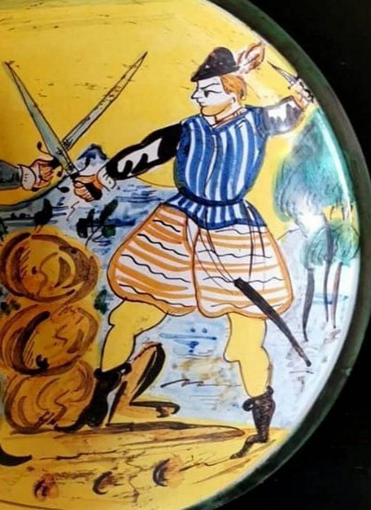 3 Piatti da parete dipinti a mano in ceramica Deruta, anni '60 1473862