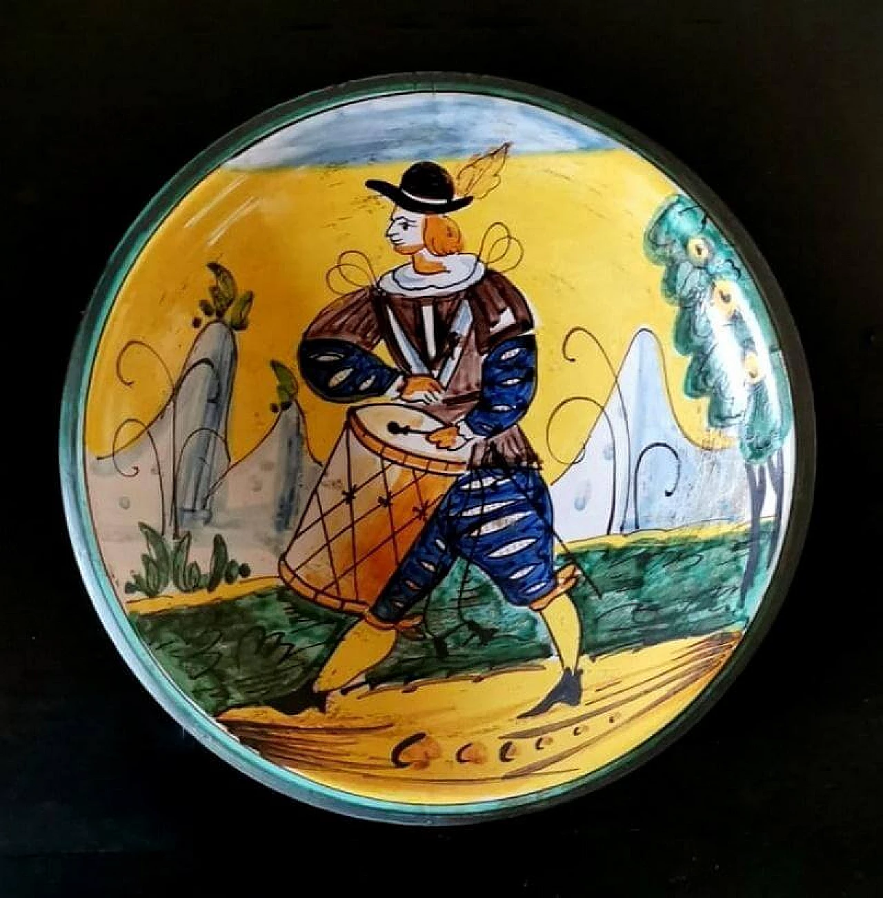 3 Piatti da parete dipinti a mano in ceramica Deruta, anni '60 1473863