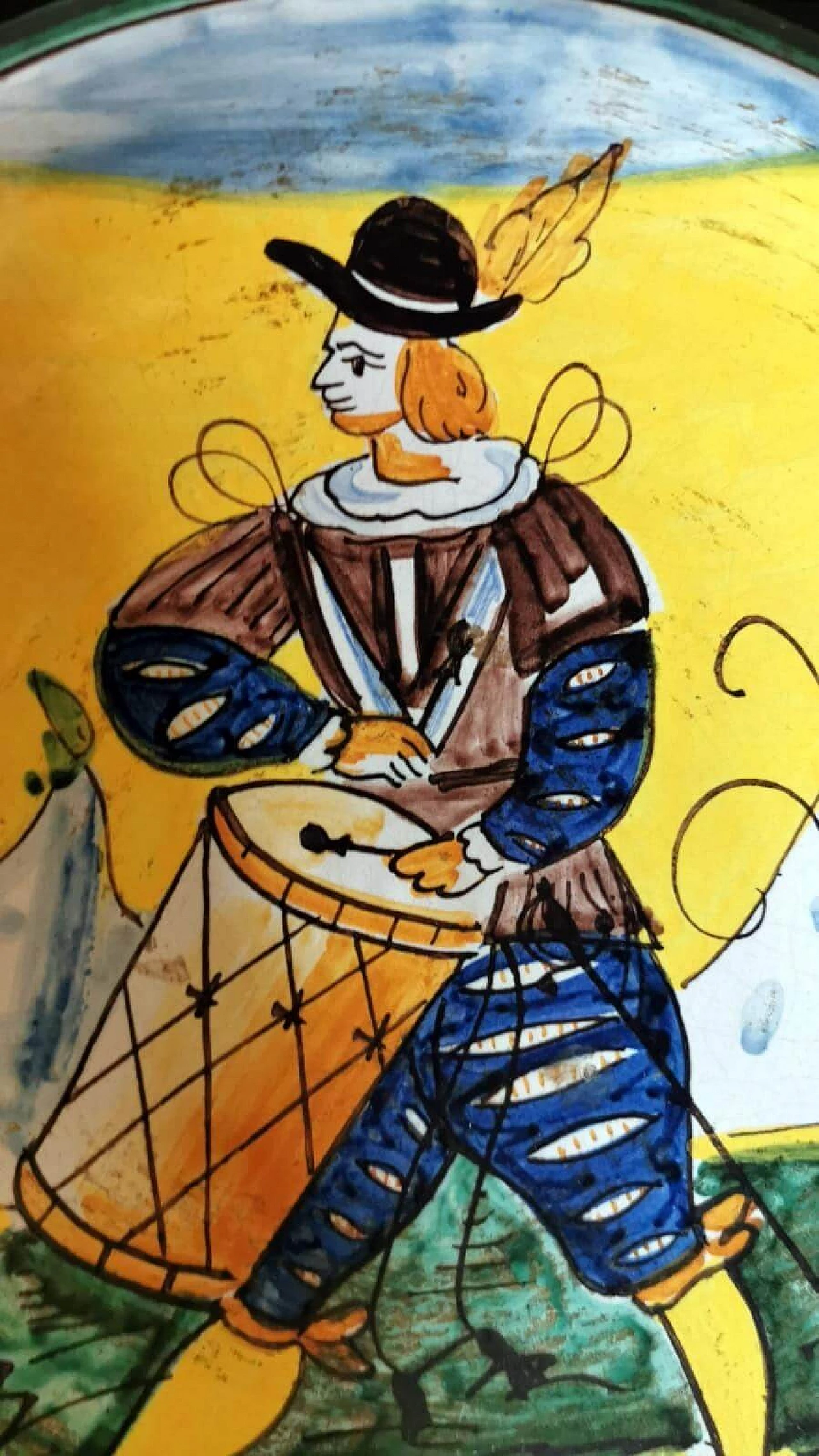 3 Piatti da parete dipinti a mano in ceramica Deruta, anni '60 1473864