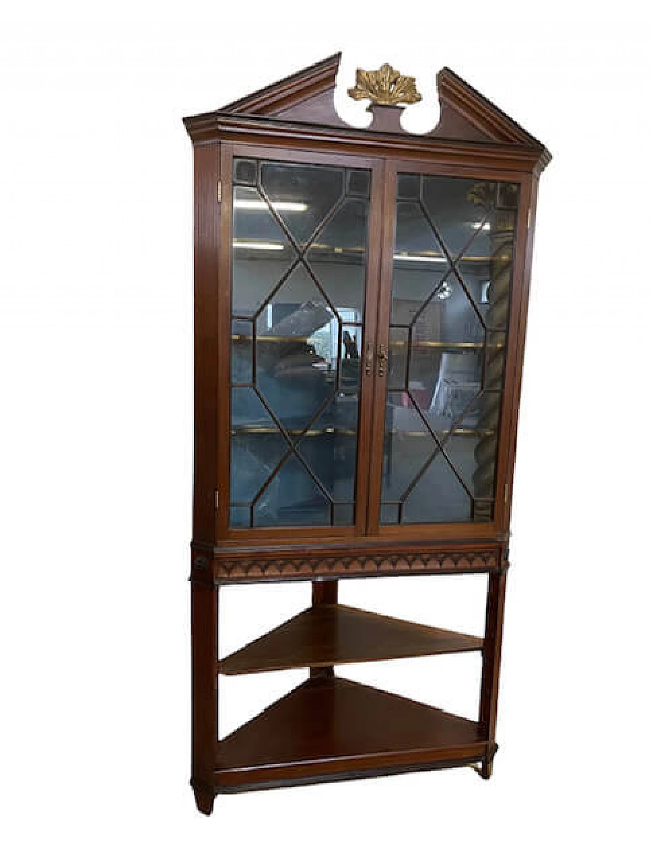 Mahogany corner cabinet with glass doors, 19th century 1474476