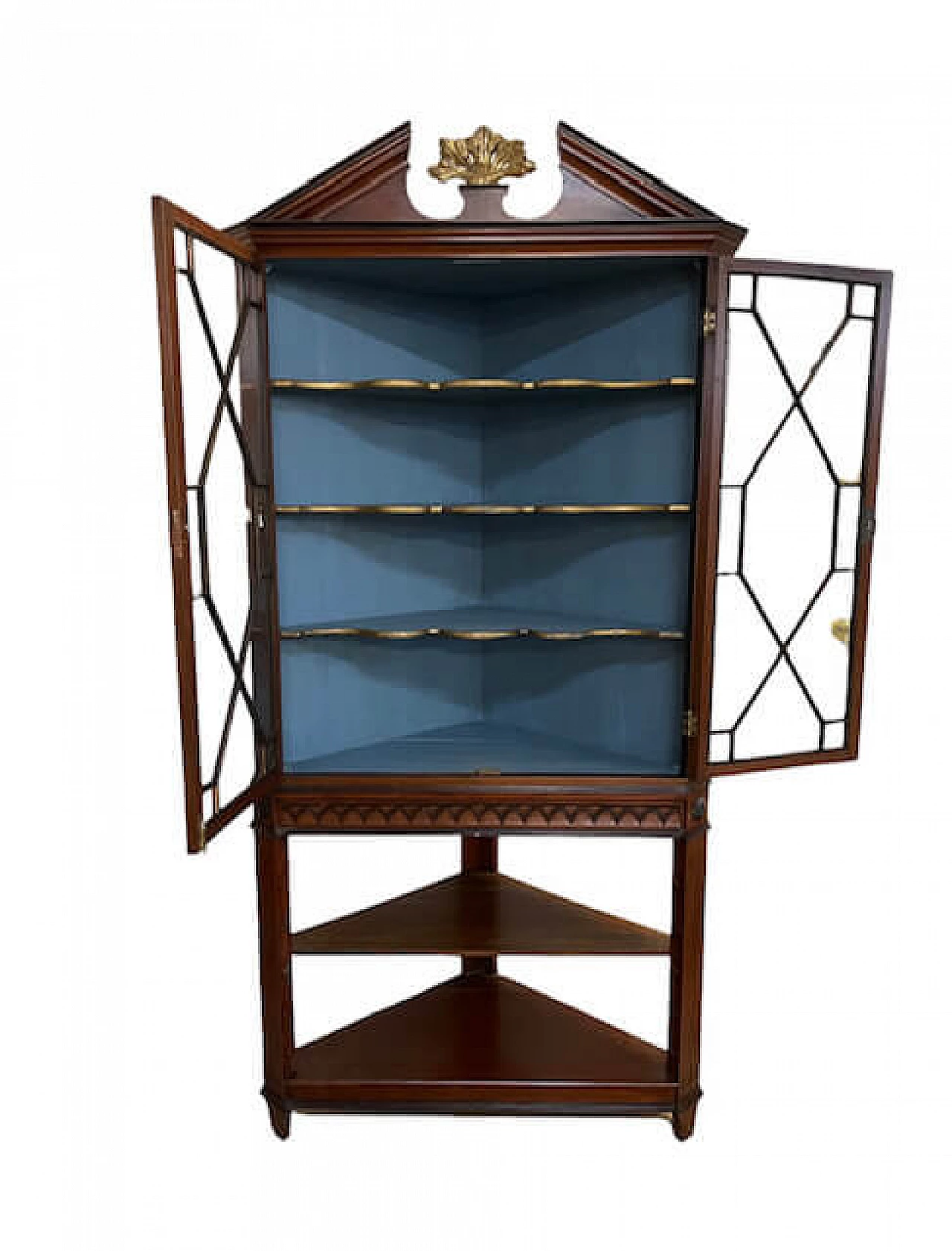 Mahogany corner cabinet with glass doors, 19th century 1474477