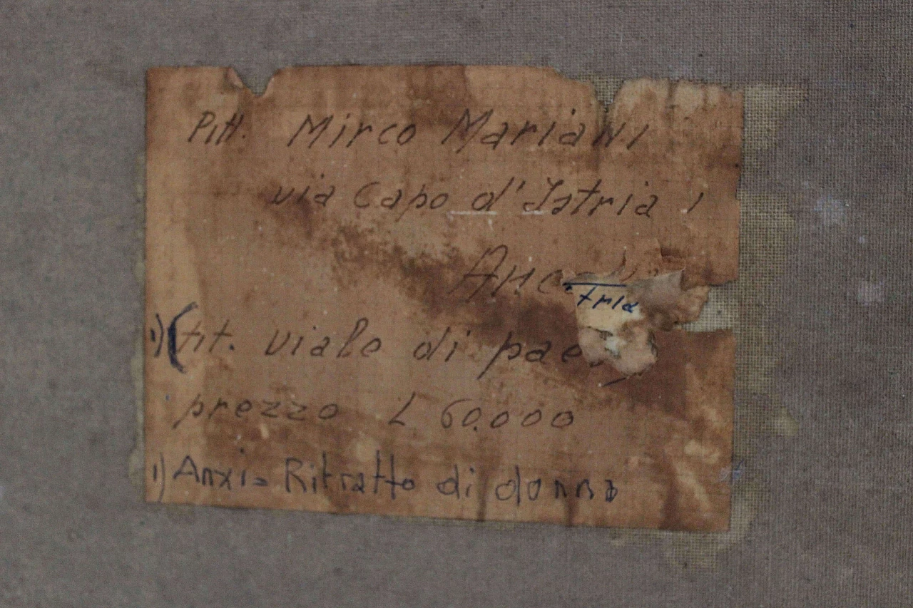 Olio su tela Ritratto di donna di Mirko Mariani, anni '70 1474654