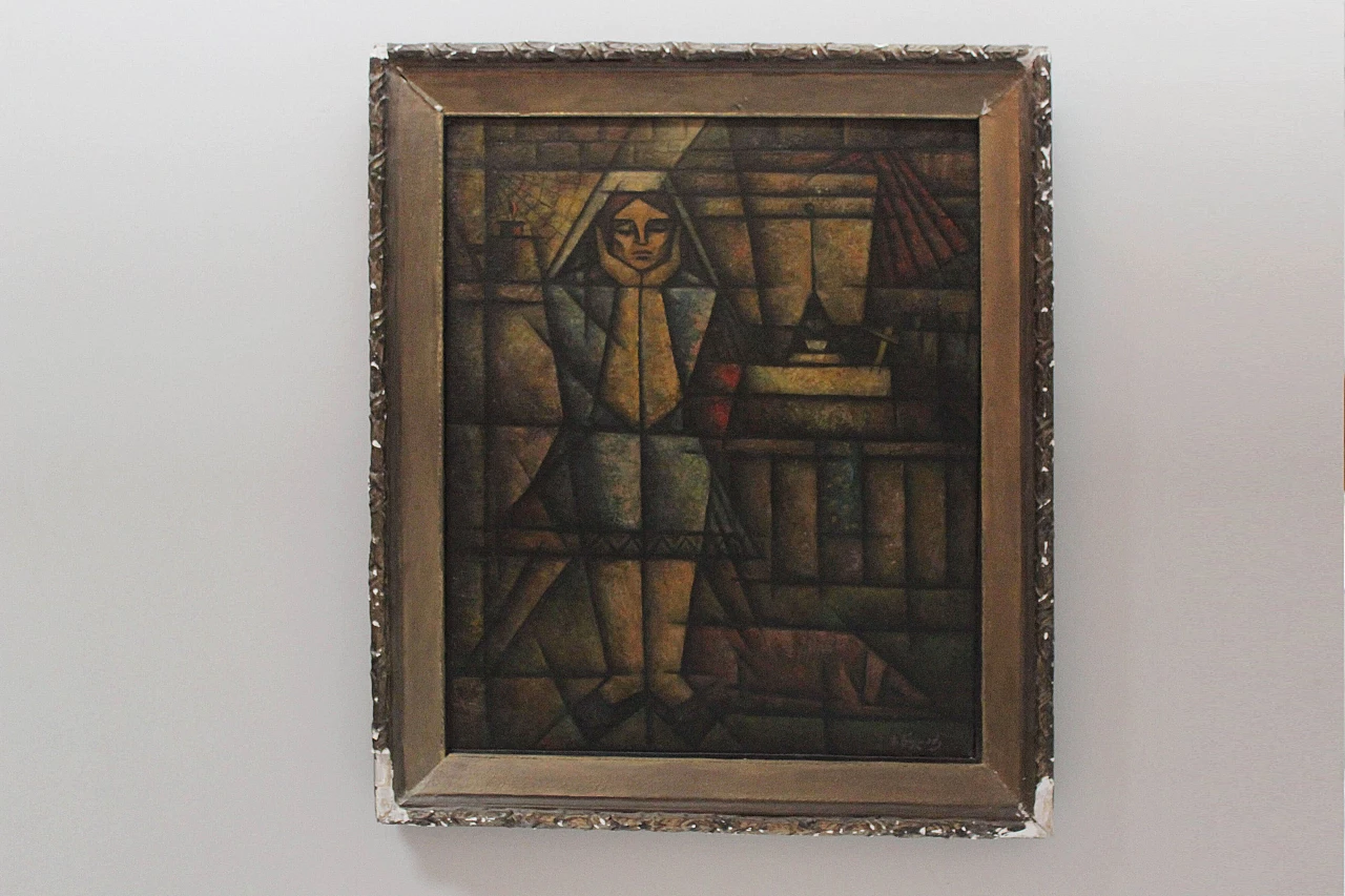Oil on canvas with frame Woman thinking, 1980s 1474658