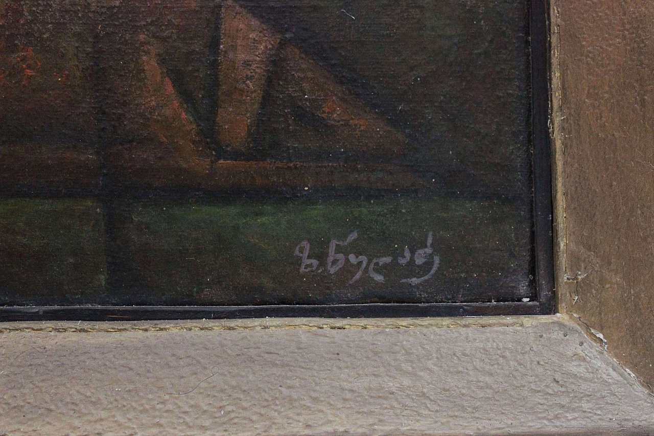 Oil on canvas with frame Woman thinking, 1980s 1474659