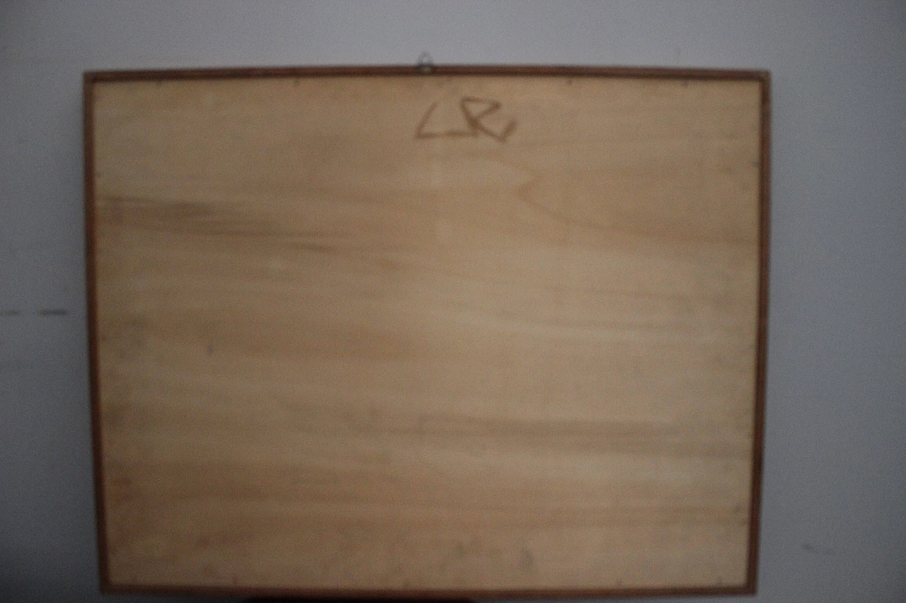 Olio su tavola astratto siglato LR sul retro, anni '70 1474743