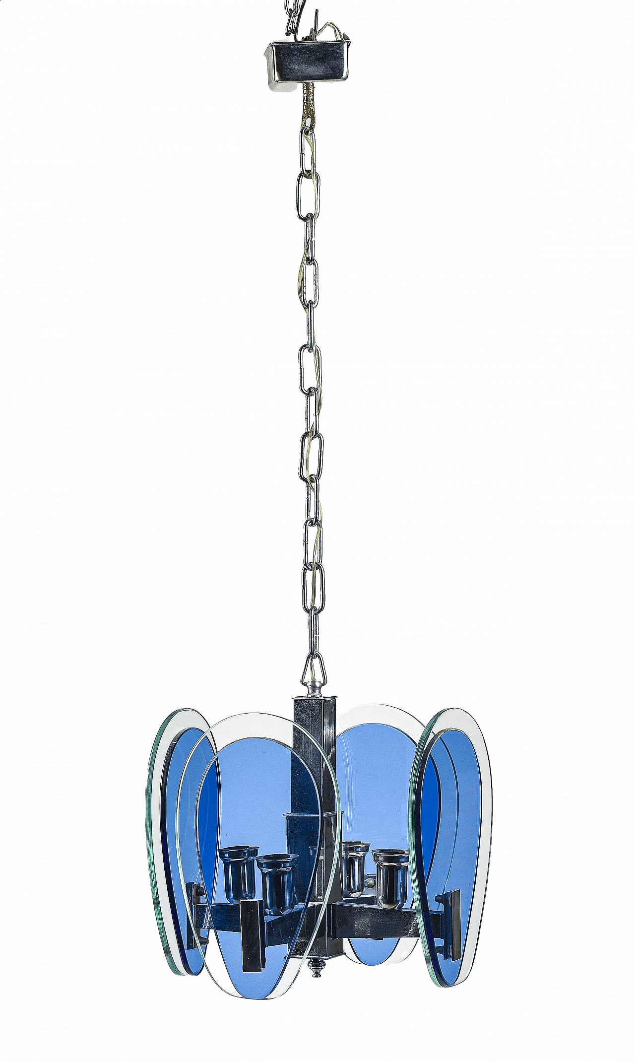 Lampadario in vetro di Murano, metallo e plastica, anni '70 1475757