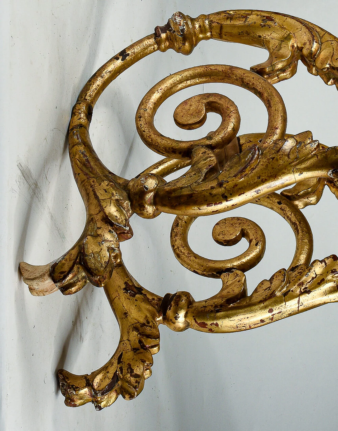 Pair of Louis XV wall candelabra in wrought iron and gold leaf gilded wood, 18th century 1475761