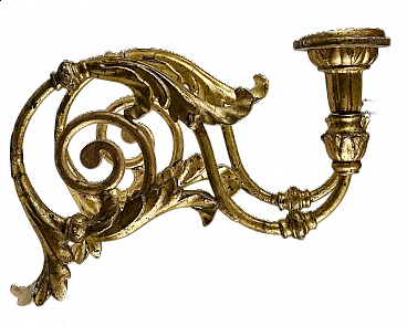 Pair of Louis XV wall candelabra in wrought iron and gold leaf gilded wood, 18th century