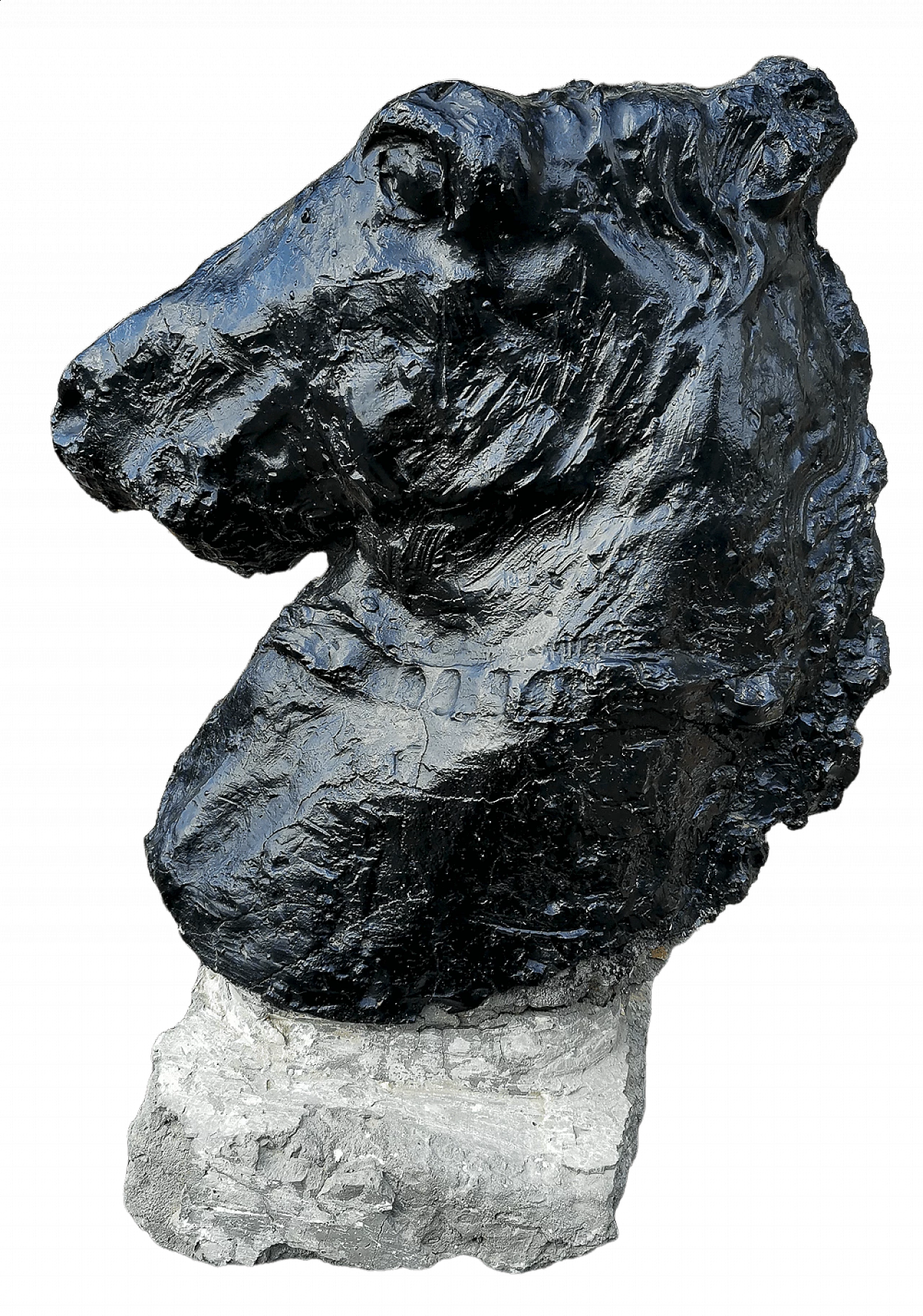 Statue of a horse's head in painted concrete, 50s 1475792