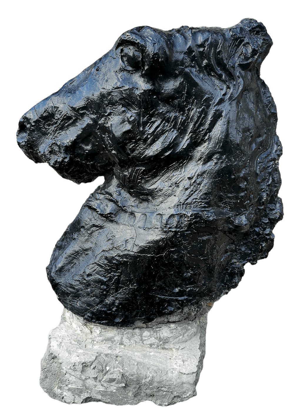 Statue of a horse's head in painted concrete, 50s intOndo