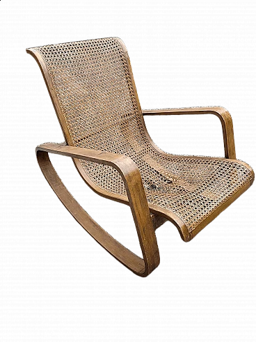 Rocking chair in wood with Vienna straw seat, 40s | intOndo