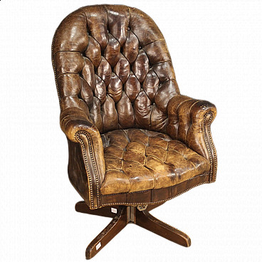 Leather armchair with capitonné manufacture, 1930s