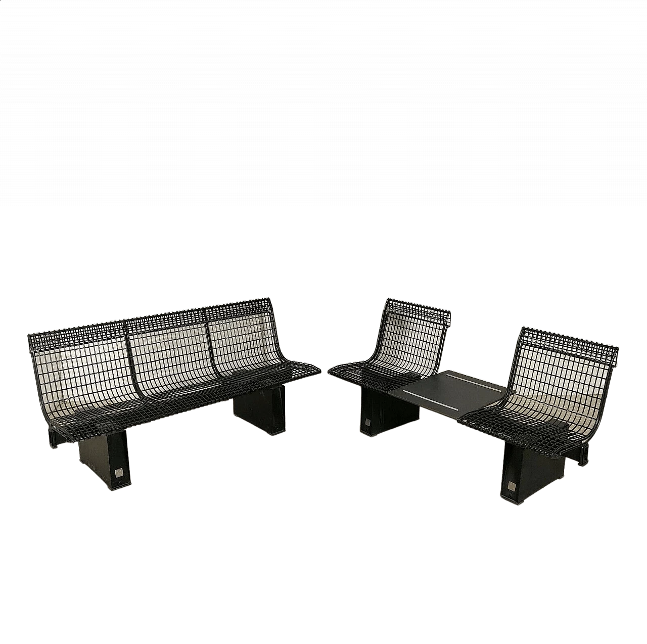 Pair of WS Waiting System benches in spring steel mesh by Centro Progetti Tecno, 80s 1475952
