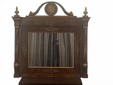 Specchiera genovese in noce con intarsi in ottone, '800
