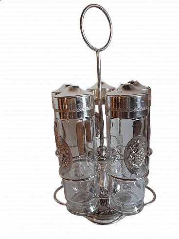 Toschi glass and silver containers for fruit in alcohol, 1960s
