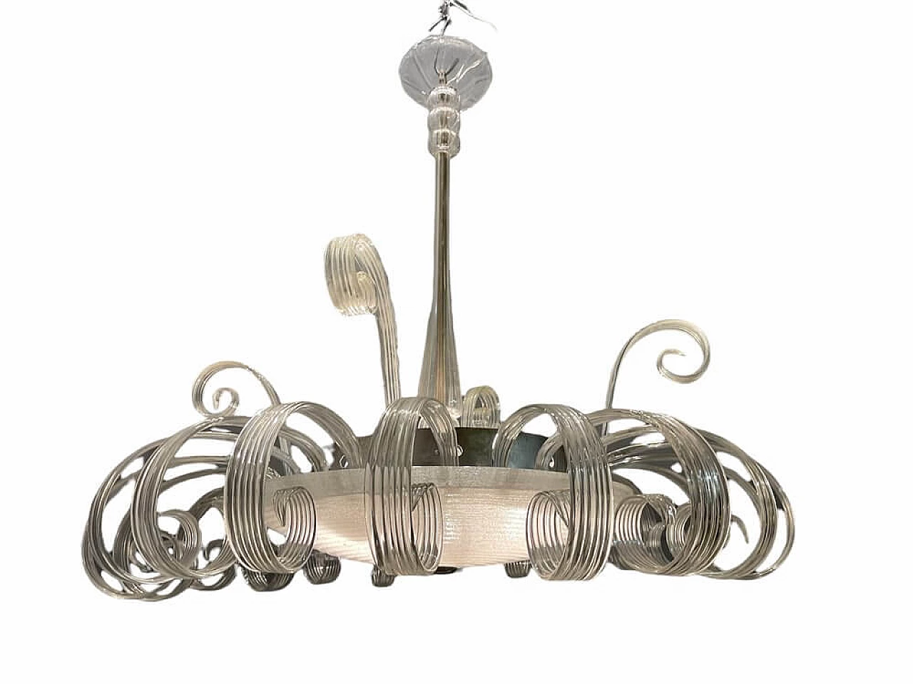 Lampadario in stile Art Deco in vetro di Murano, anni '50 1476200