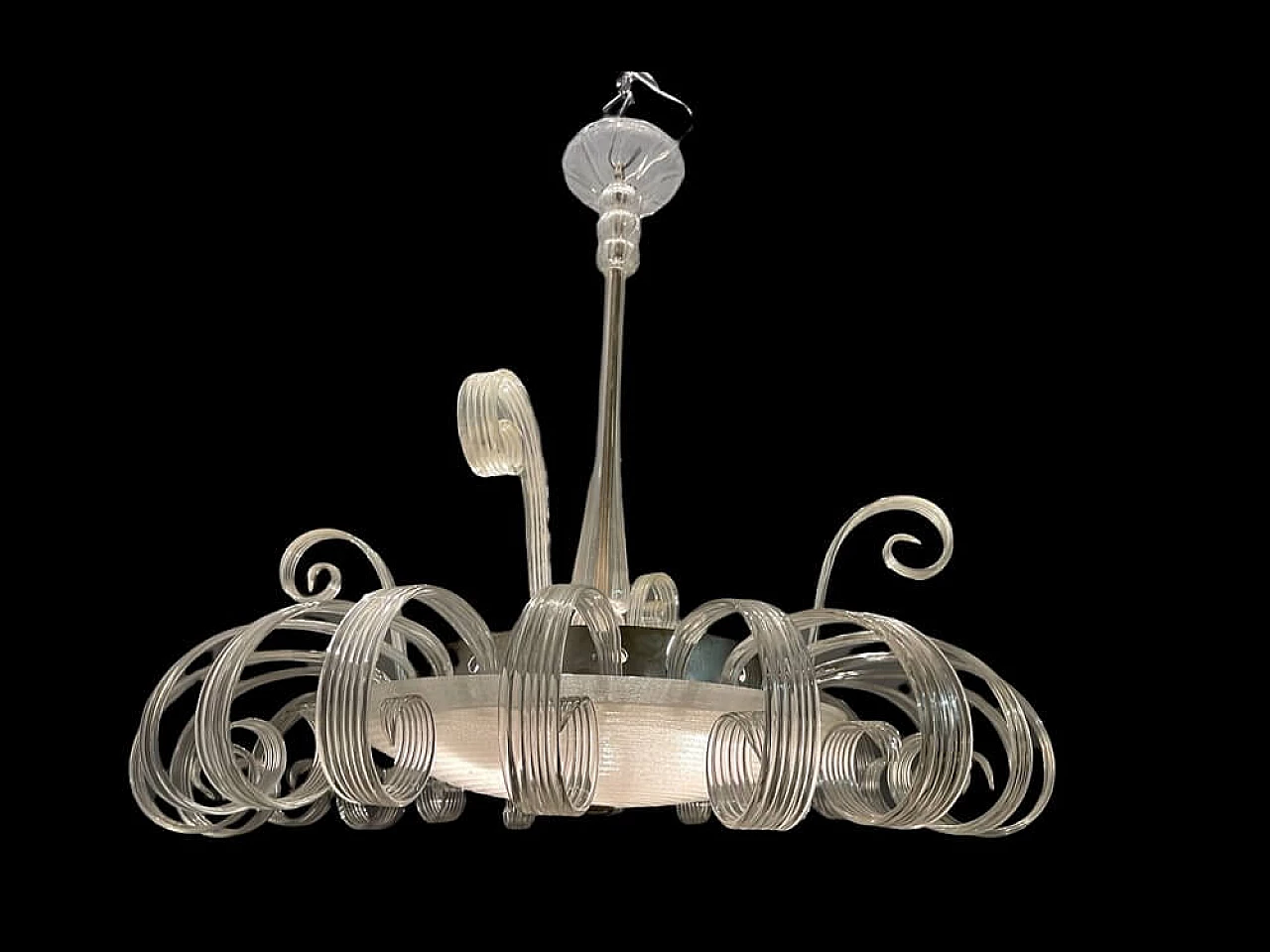 Lampadario in stile Art Deco in vetro di Murano, anni '50 1476203