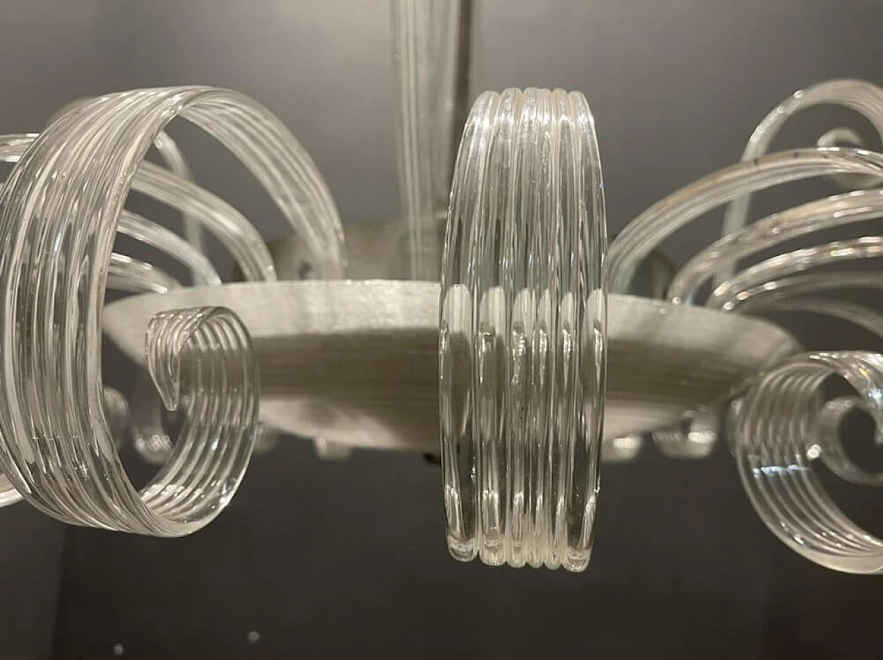 Lampadario in stile Art Deco in vetro di Murano, anni '50 1476206