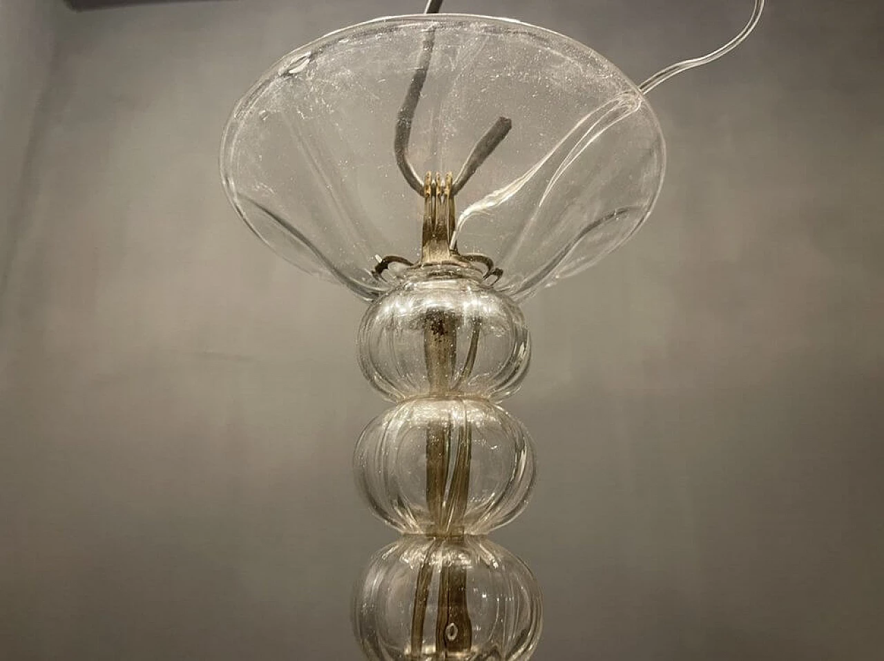 Lampadario in stile Art Deco in vetro di Murano, anni '50 1476207