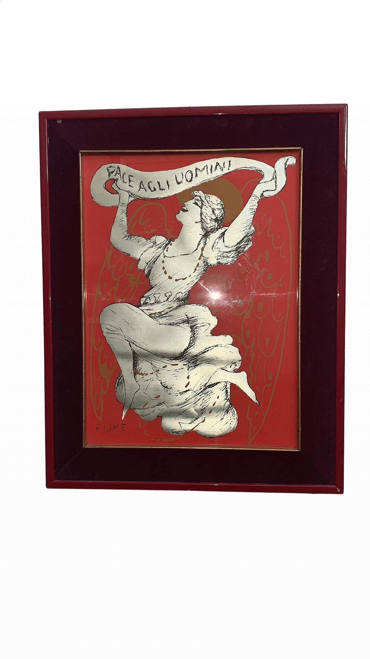 Litografia su foglio metallico Pace agli Uomini di Salvatore Fiume, anni '60 1476226